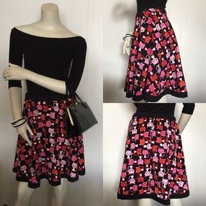 Retro novelty pink kitty cat short circle skirt